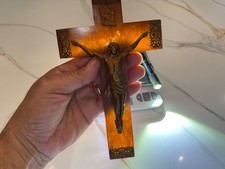 -&mdash;-BEAUTIFUL MARBLED LARGE BAKELITE CRUCIFIX&mdash;&mdash;-SEE PICTURES&mdash;&mdash;