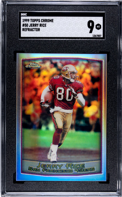 1999 TOPPS CHROME REFRACTOR #50 JERRY RICE SGC 9