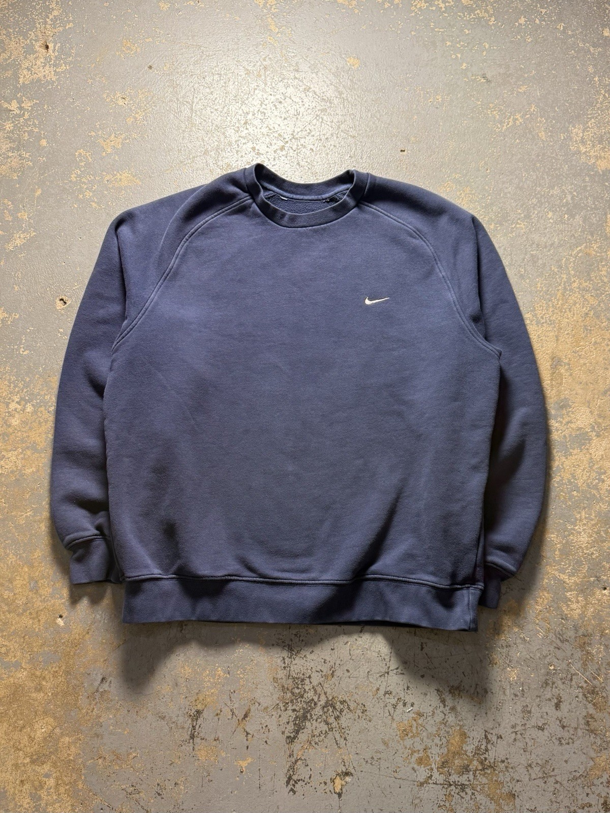 Vintage Nike Swoosh Y2K Distressed Navy Blue Crewneck Sweatshirt-Size Large