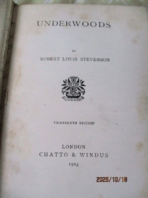 UNDERWOODS, 1903, Robert Louis STEVENSON,  Poetry Foto 3 de 4