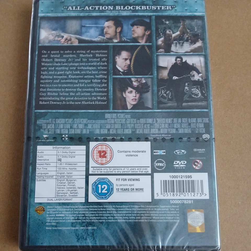 Sherlock Holmes Film Movie  Robert 📀 Downey jnr Brand New & Sealed DVD UK STOCK - Image 2 of 2