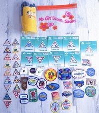 Girl Scouts Patches - Lot Of 47 Patches Vintage  Pins  Water Bottle  Bag