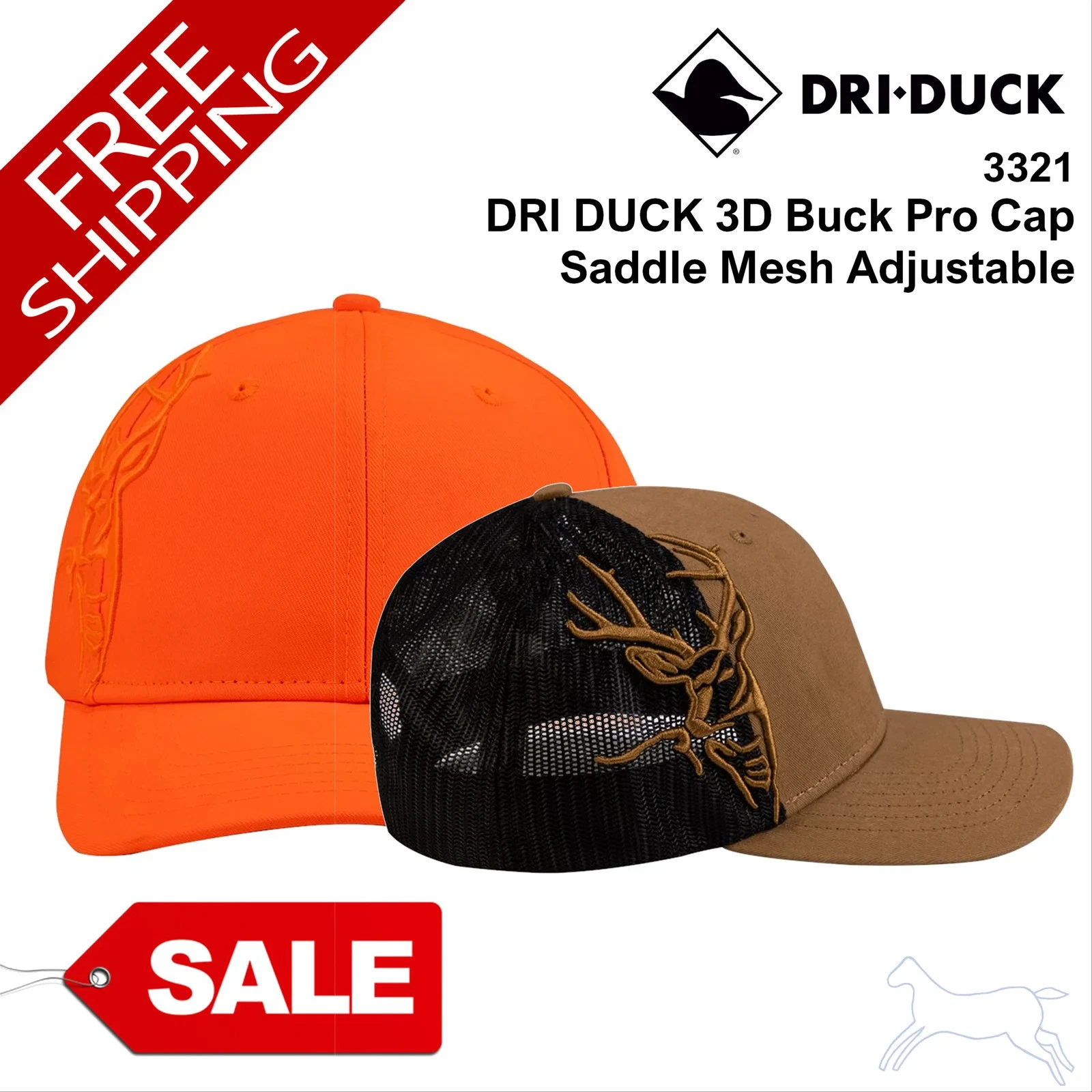 🔥 DRI DUCK 3D Buck Pro Cap Hat pro shape, six-panel 3321 Saddle Mesh