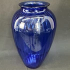 Anchor Hocking 12 1/3” Cobalt Blue Ribbed Optic Tall Glass Vase, Vintage