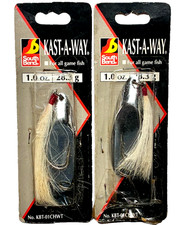 South Bend SET OF 2 KAST-A-WAY 1oz Chrome Spoon Bucktail Lure KBT-12CHWT