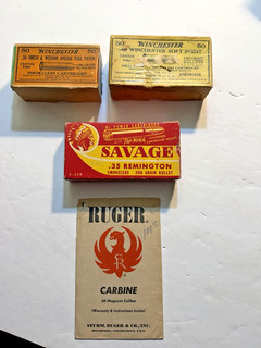 Vintage EMPTY Winchester Savage Ammunition Adv. Boxes w Ruger Envelope