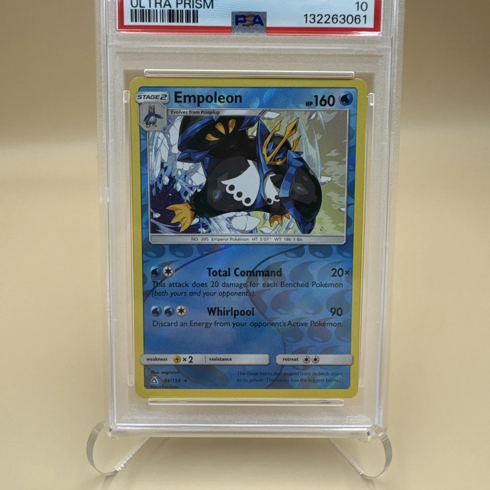 2018 Pokemon Sun & Moon Ultra Prism Empoleon Reverse Holo 34/156 PSA 10 Gem Mint - Image 3 of 4