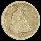 1875-S 20 Cent Piece - VG - Genuine Antique US Twenty Cents Seated Liberty Coin