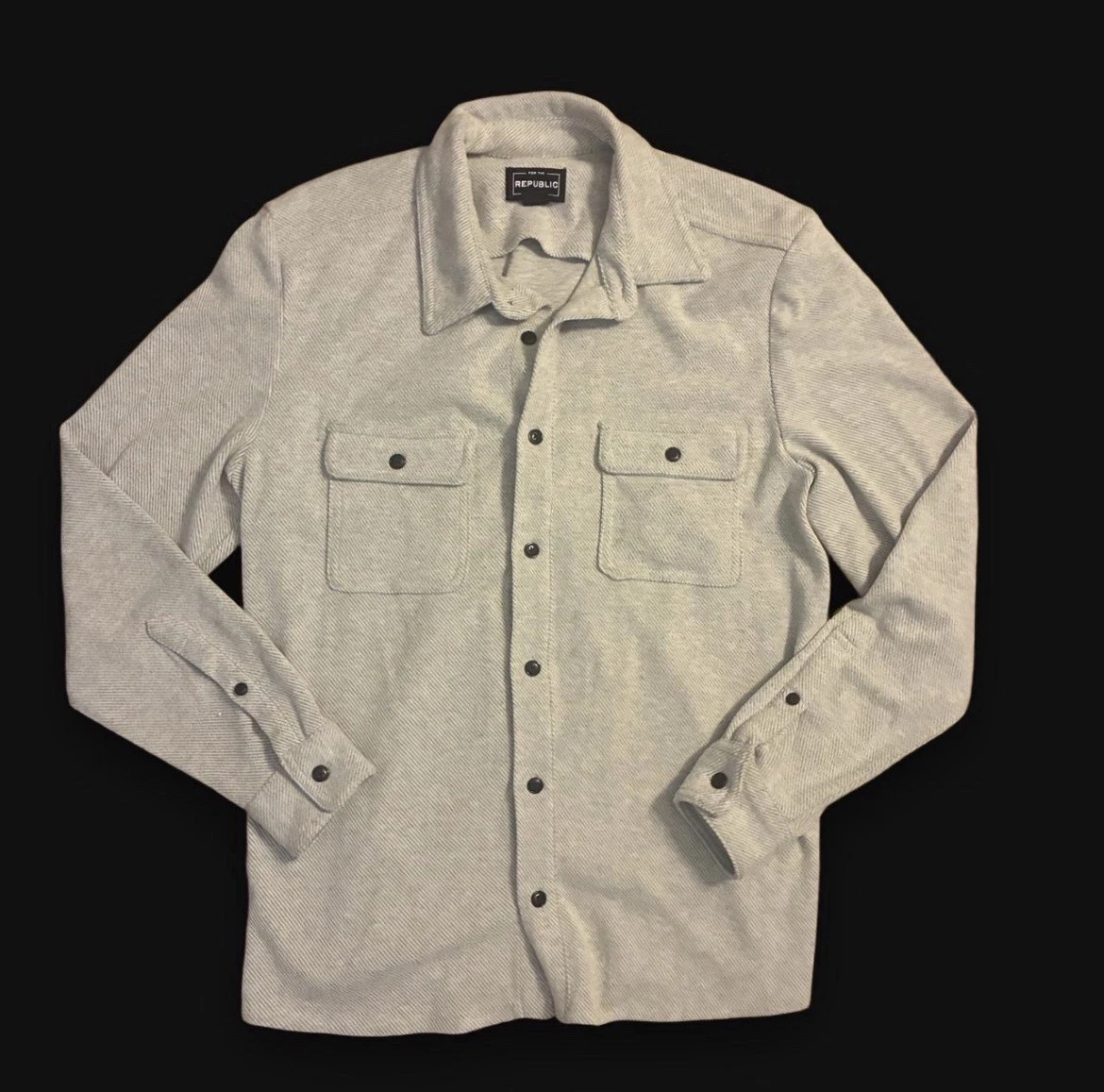 For The Republic Men M Gray Button Fleece Flannel Shirt Jacket Workwear Gorpcore image 1