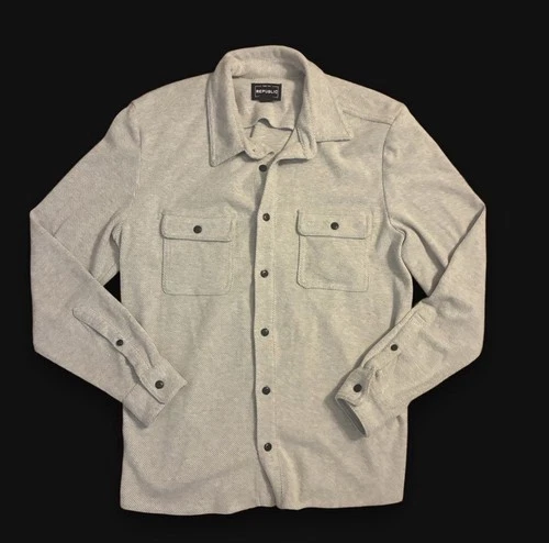 For The Republic Men M Gray Button Fleece Flannel Shirt Jacket Workwear Gorpcore - product listing photo