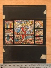 St John, gospel writer, at center with quill, snake in chalice, looking to