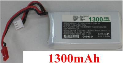 Batterie Li-ion 7,4V 1300mAh 2s Avec Connecteur JST - Pour Hélicoptères/voitures RC (MJX F645, Revell)