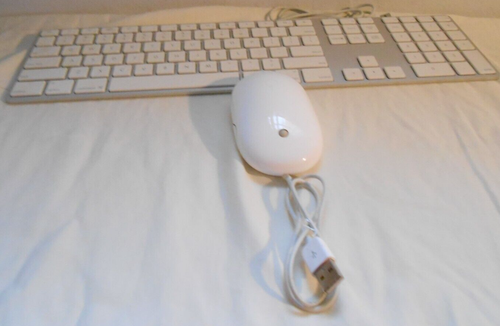 Genuine Apple Aluminum USB Wired Keyboard Mighty Mouse A1152 A1243 Set CD009
