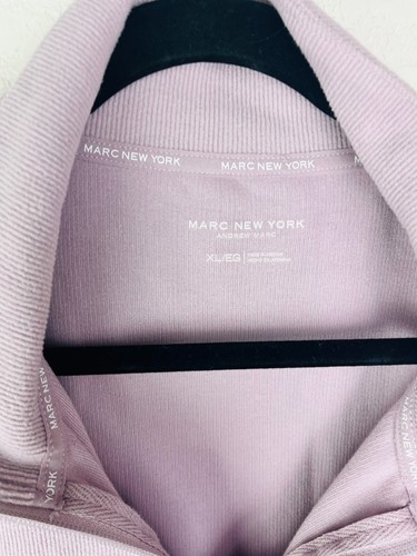Pullover Marc New York XL para mujer acanalado cuarto cremallera con bolsillos, púrpura - Imagen 4 de 7