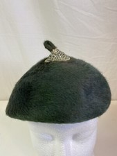 Vintage 40s/50s Janette Colombier Paris Green Mouton Wool Sequin Evening Hat