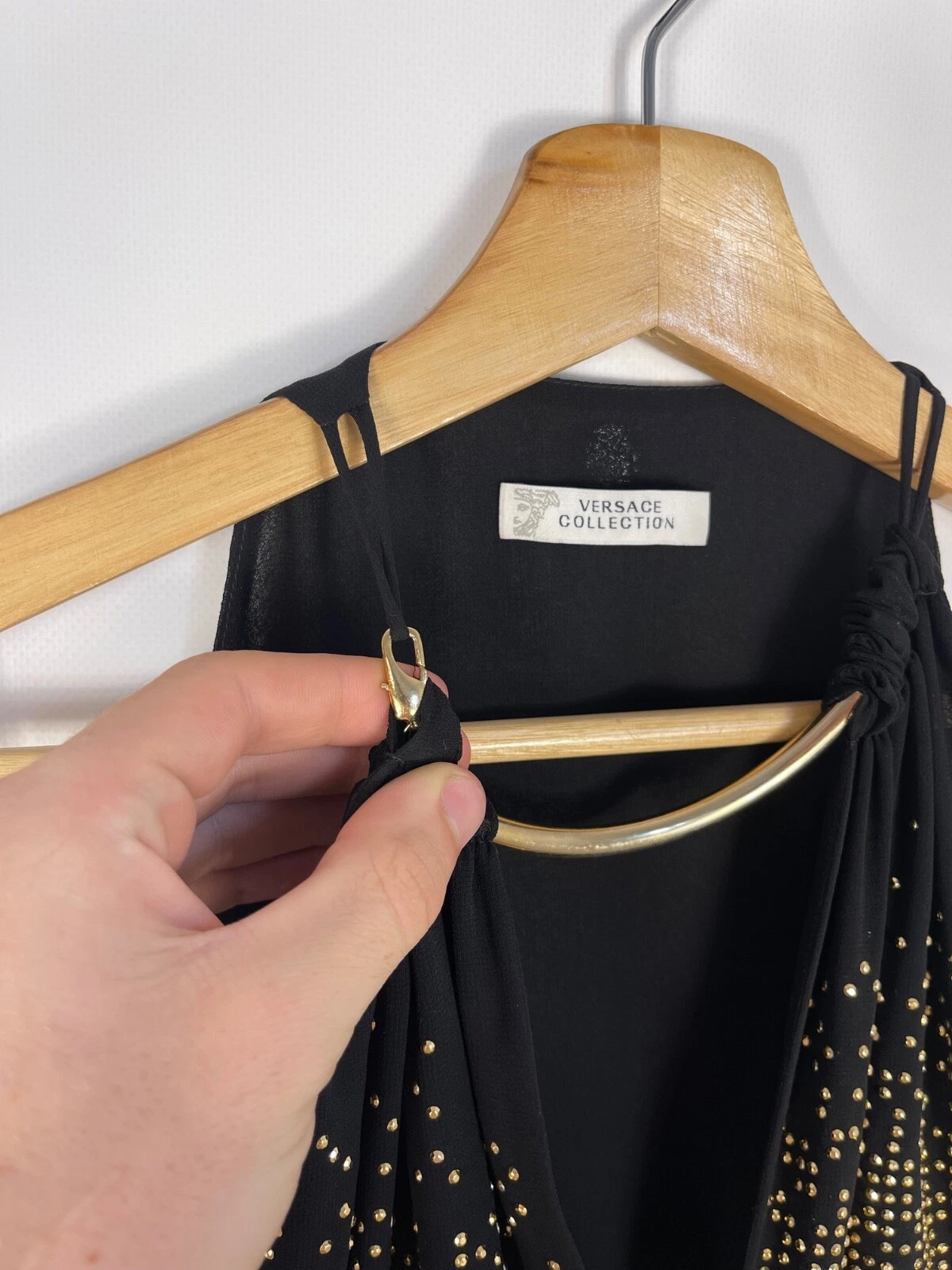 Versace Collection Mini Abito Donna Impreziosito Nero Stile Lusso Taglia 40