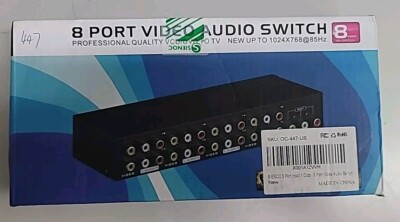 Panlong 8-Way AV Switch RCA Switcher 8 in 1 Out Composite Video L/R Audio Box
