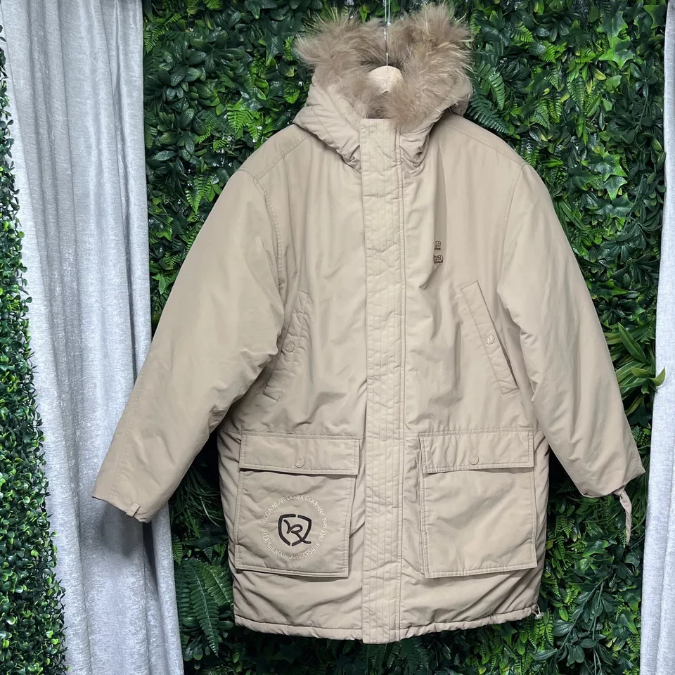 Chaqueta DE COLECCIÓN ROCAWEAR Para Hombre 2XL Tostada Cremallera Completa Con Capucha Puffer Hip Hop Y2K Foto 2 de 4