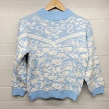 Vintage Adele Knitwear Blue And White Sweater Womens Size Small Made In USA
