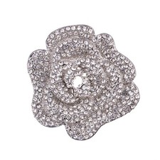 Rhinestone Rose Brooch Pin for Women Girls Fashion Crystal Big Blossom Flower...