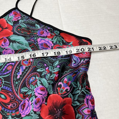 Vintage Slip Dress Womens L Red Satin Floral Maxi Paisley Nightgown 90s Y2K - Picture 5 of 6
