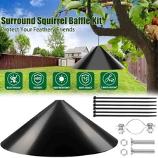 Garden Squirrel Baffle Birds Feeder Protector Hood Bezel Black