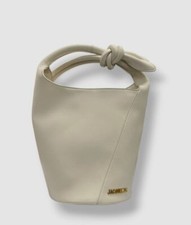 Jacquemus Women's Ivory Tourni Leather Knotted Bucket Bag Purse