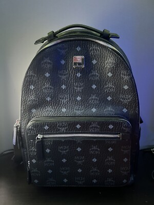 AUTHENTIC MCM BLACK BACKPACK MCM STARK BACKPACK WITH STUDS IN VISETOS BLACK SMALL - PRE  main image 3