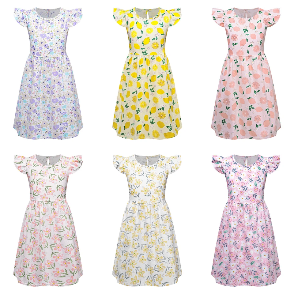 Kids Girls Sundress Sleeveless Dress Ball Dresses Beach Streetwear Cute Costume - Image 3 of 3