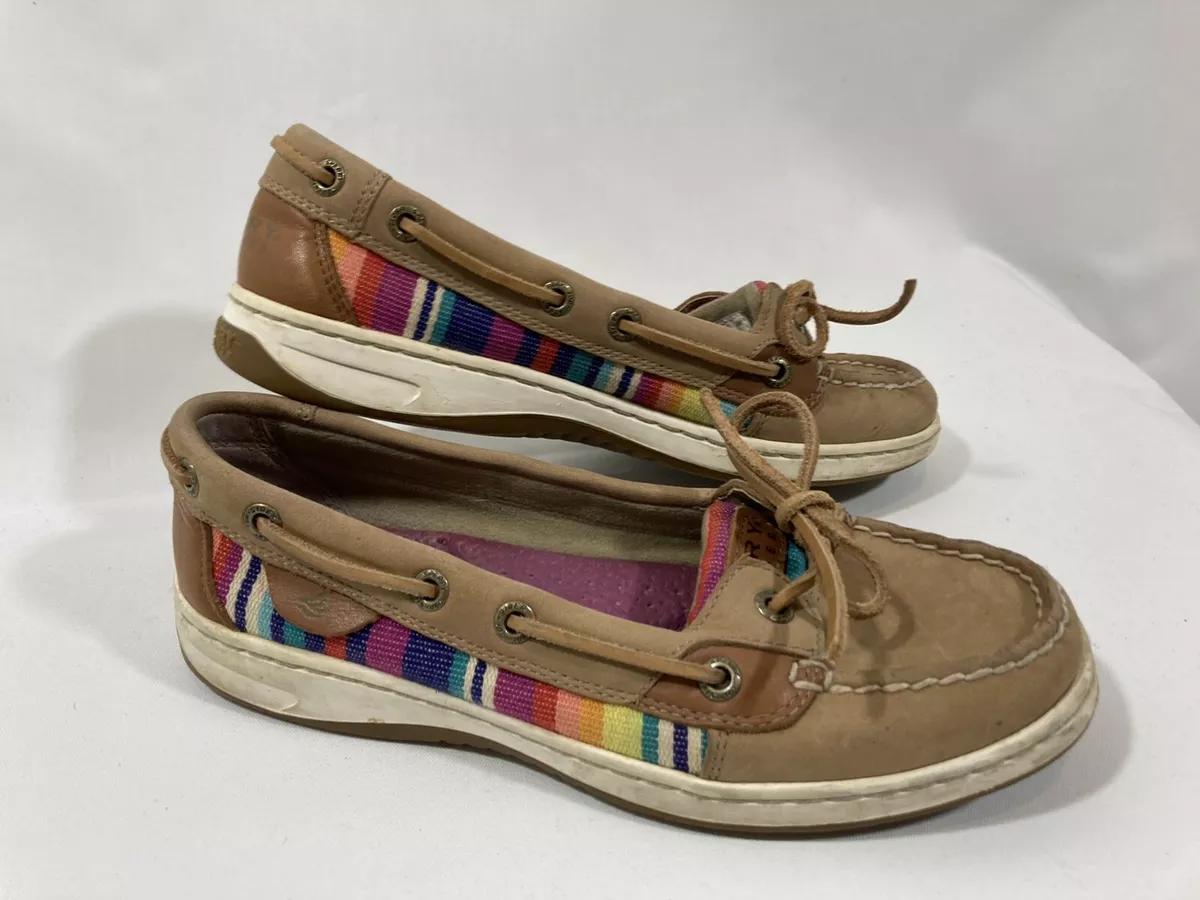 Sperry Top Sider Angelfish boat shoes multicolored Rainbow Striped Women 6.5