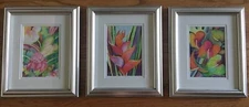 3 VINTAGE SIGNED BOTANICAL GICLEE PRINTS BY JOCELYN CHENG Matted 8X10 Set