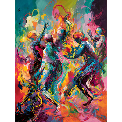 Abstrakte Figuren Lebendiger Tanz Ausdruck XL Wandbild Leinwand Poster Druck Riesig