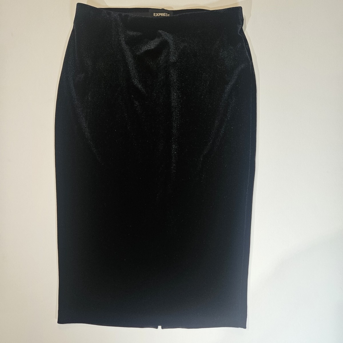 Express Black Velvet Skirt Womens XS Midi Length Fairy Goth