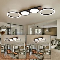 Deckenleuchte Deckenlampe Wohnzimmerleuchte Holzleuchte Led Ringe Schwenkbar
