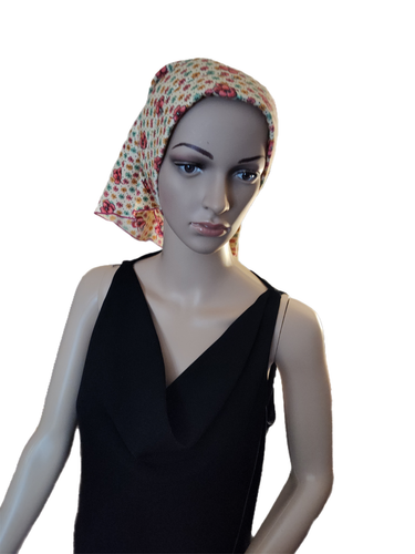 womans vintage head scarf 50poly/ 50 cotton padded front band Made in USA retro - Picture 2 of 3