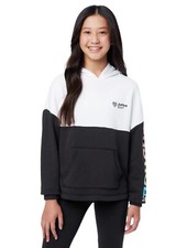 Justice Girls Hoodie Sweatshirt Black White Size 16/18 Pouch Pocket Colorful