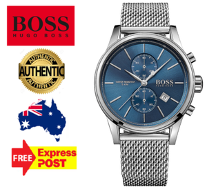 NEW HUGO BOSS JET HB1513441 SILVER/BLUE MESH BAND CHRONOGRAPH QUARTZ MENS  WATCH | eBay