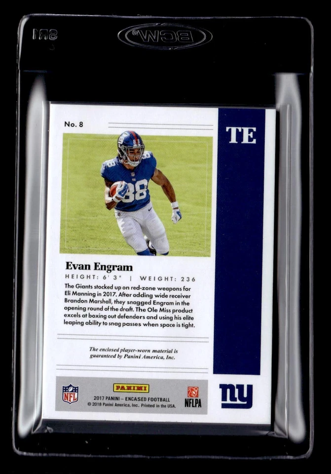2017 Panini Encased #8 Evan Engram First Hand Materials Emerald #/5 - Image 2 of 2