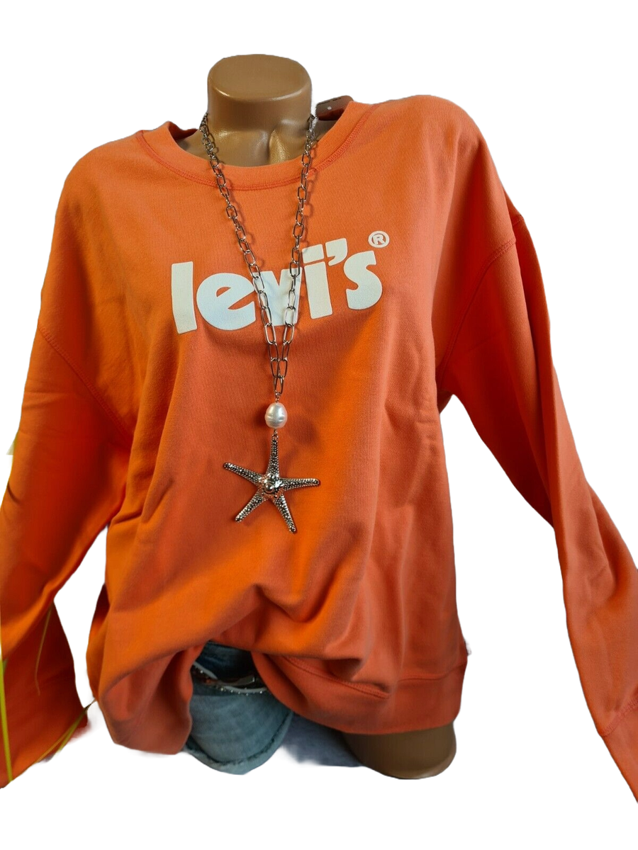 Levis Pullover Pulli Sweatshirt Oberteil Orange Ton Logo XL bis