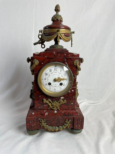 19th Century G. Mouillard Le Mais Antique French Clock Marble and Bronze - Picture 2 of 14