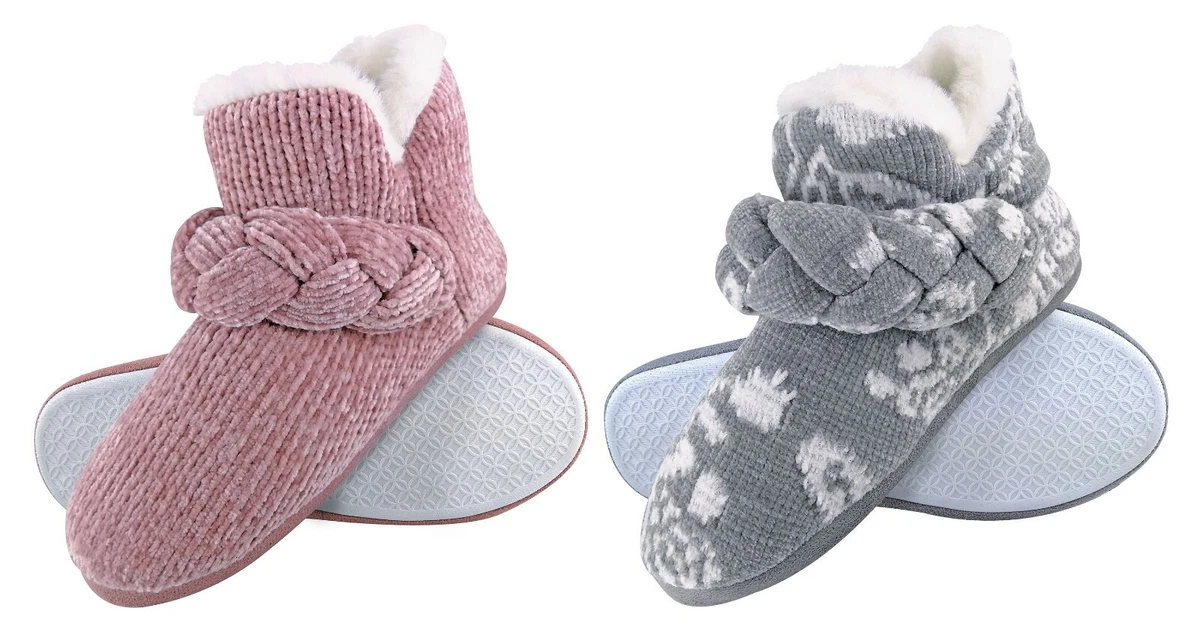 DUNLOP Cute Knitted Winter Warm Slipper Boots for Women