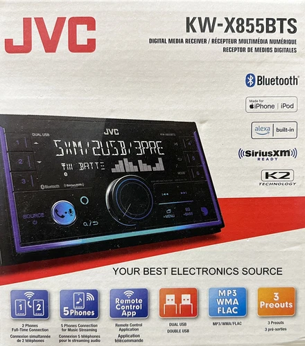 NEW JVC KW-X855BTS 2-DIN, Digital Media Car Audio Receiver w/ Bluetooth, USB