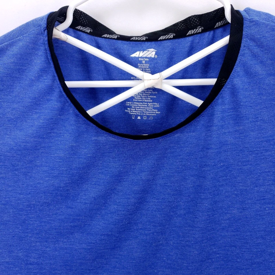 Camiseta para hombre Avia manga larga talla M cuello redondo azul con detalles negros Foto 3 de 4