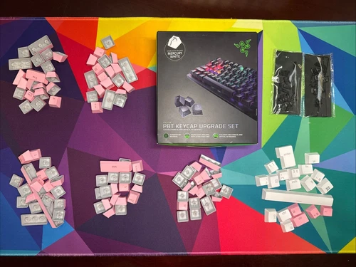 Razer PBT Keycap Upgrade Set - Backlight Compatible Mercury White & Pink Combo