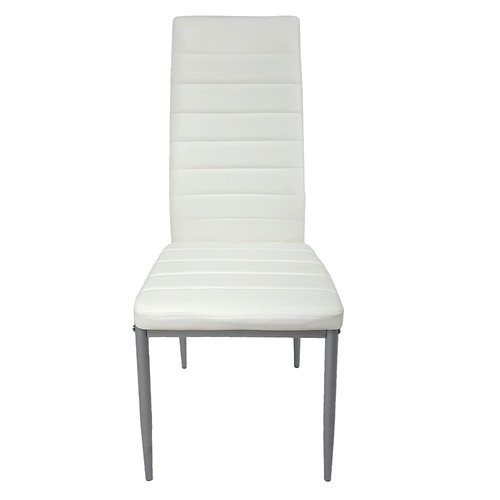 Set of 4 High Backrest Upholstered Chairs Modern Dining Chair Iron Frame White - Picture 7 of 13