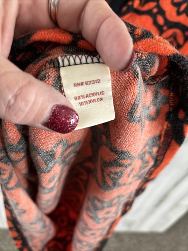 ARYEH Long Sleeve Sweater Dress Black Orange Floral Geometric Knit Size Small - Picture 4 of 10