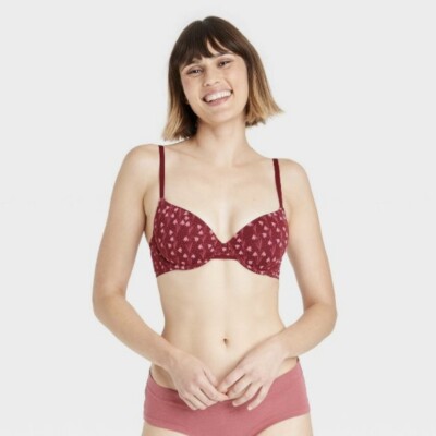 Auden The Everyday Bra Size 32DDD Red Floral NWT