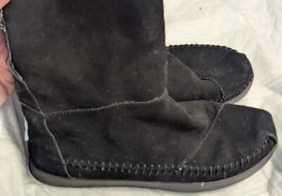 Toms  Nepal Black Boots Warm Lined Flat Ankle Boots Casual Size 8 Women's 
