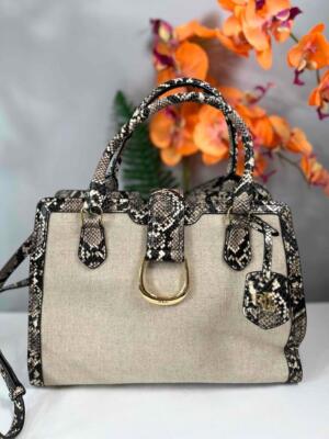 LAUREN RALPH LAUREN Kenton Snakeskin Pebble Embossed City Satchel