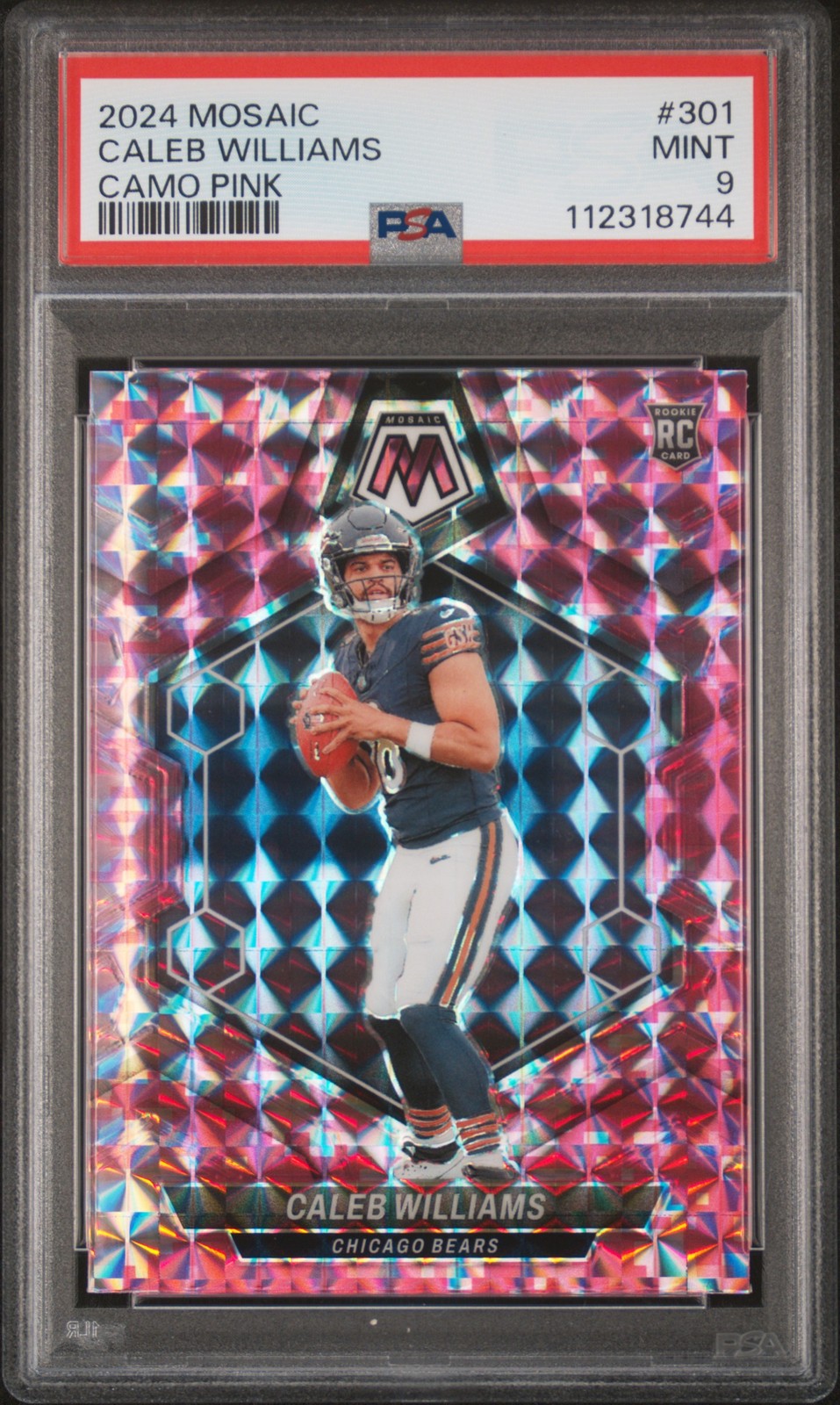 2024 Panini Mosaic Caleb Williams #301 Camo Pink Rookie RC PSA 9